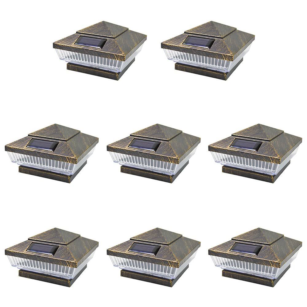 8 Pack Bronze Solar 5-LED Post Deck Cap Square Fence Light F651378