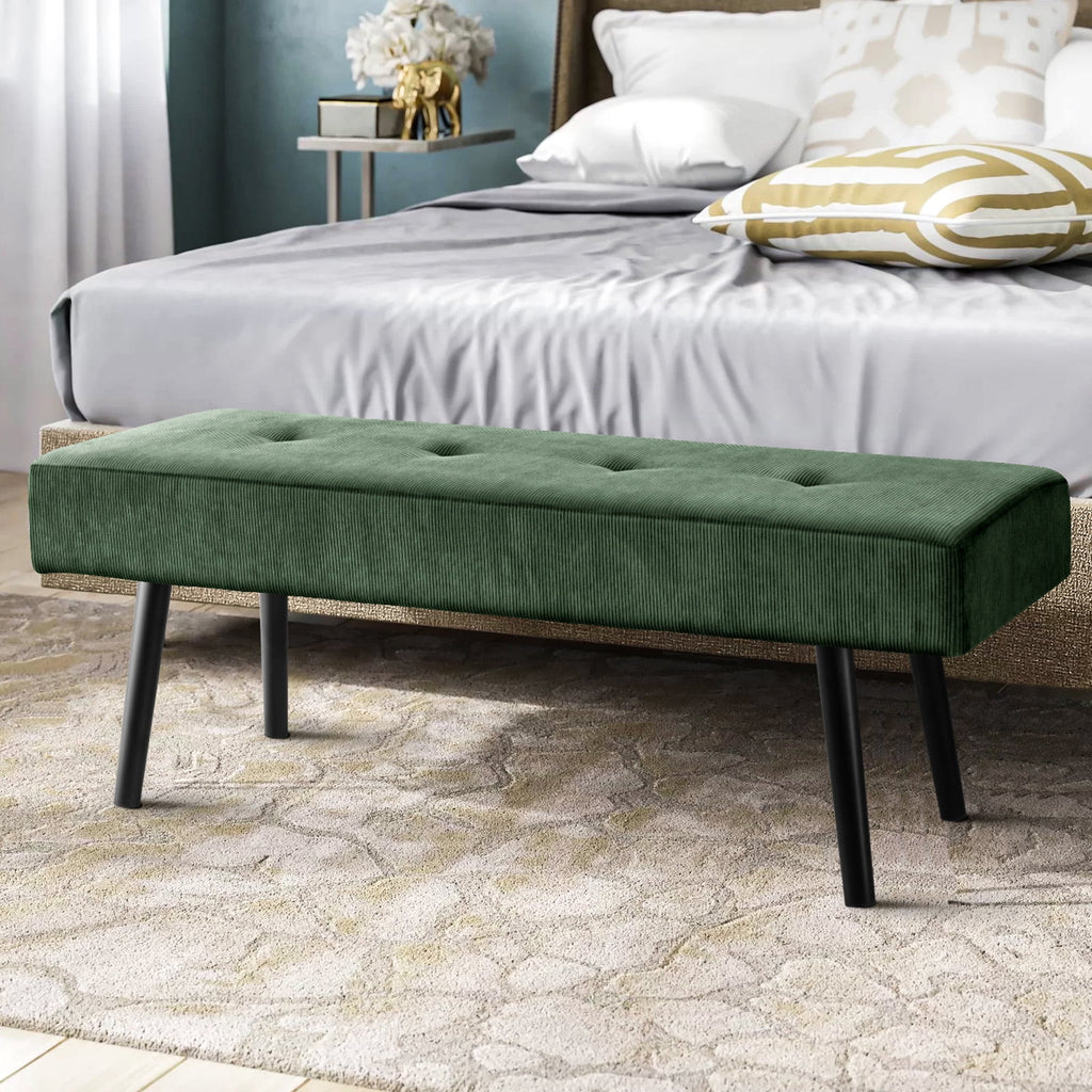 Modern Entryway Bench Corduroy Seat Green I269883