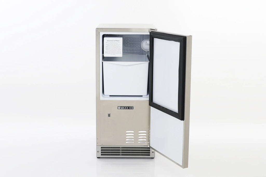 Shallow Depth Outdoor Built-In Undercounter Ice Maker, 15", 25 lbs, Stainless Steel X26699