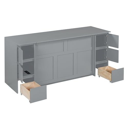 Twin Size Murphy Bed with Charging Station and Storage Drawers N21833