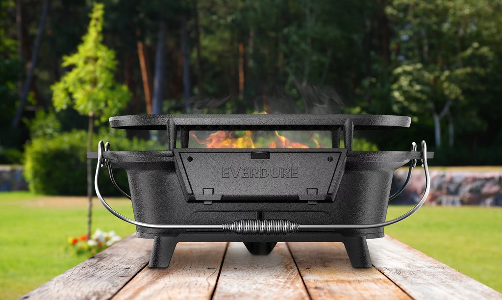 Cast Iron Portable Charcoal Grill with Cover J701