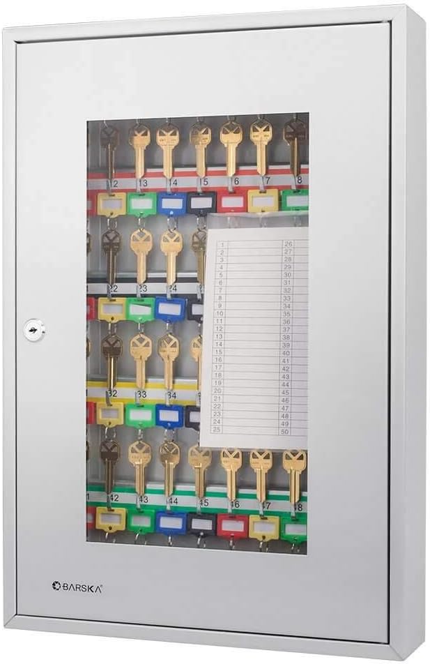 Key Lock 50 Position Key Cabinet with Glass Door Grey E54703