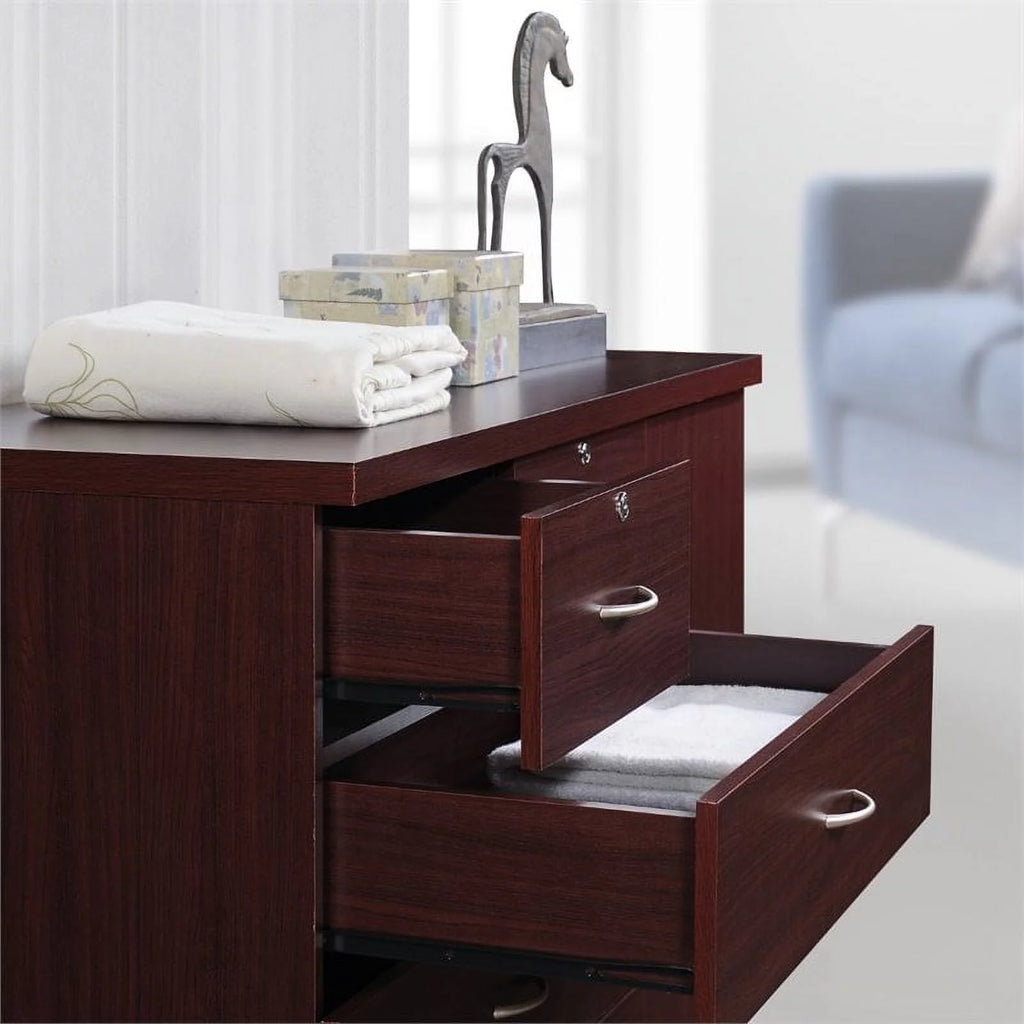 2 Piece Bedroom Set with Captain Bed and Chest in Mahogany Wood P66305
