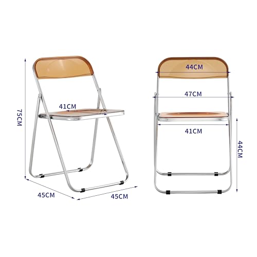 Acrylic Transparent Folding Chair with Steel Frame H966378