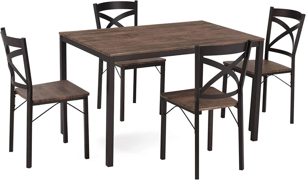 5 Piece Industrial Style Metal Frame Dining Table and Chairs Set P994401