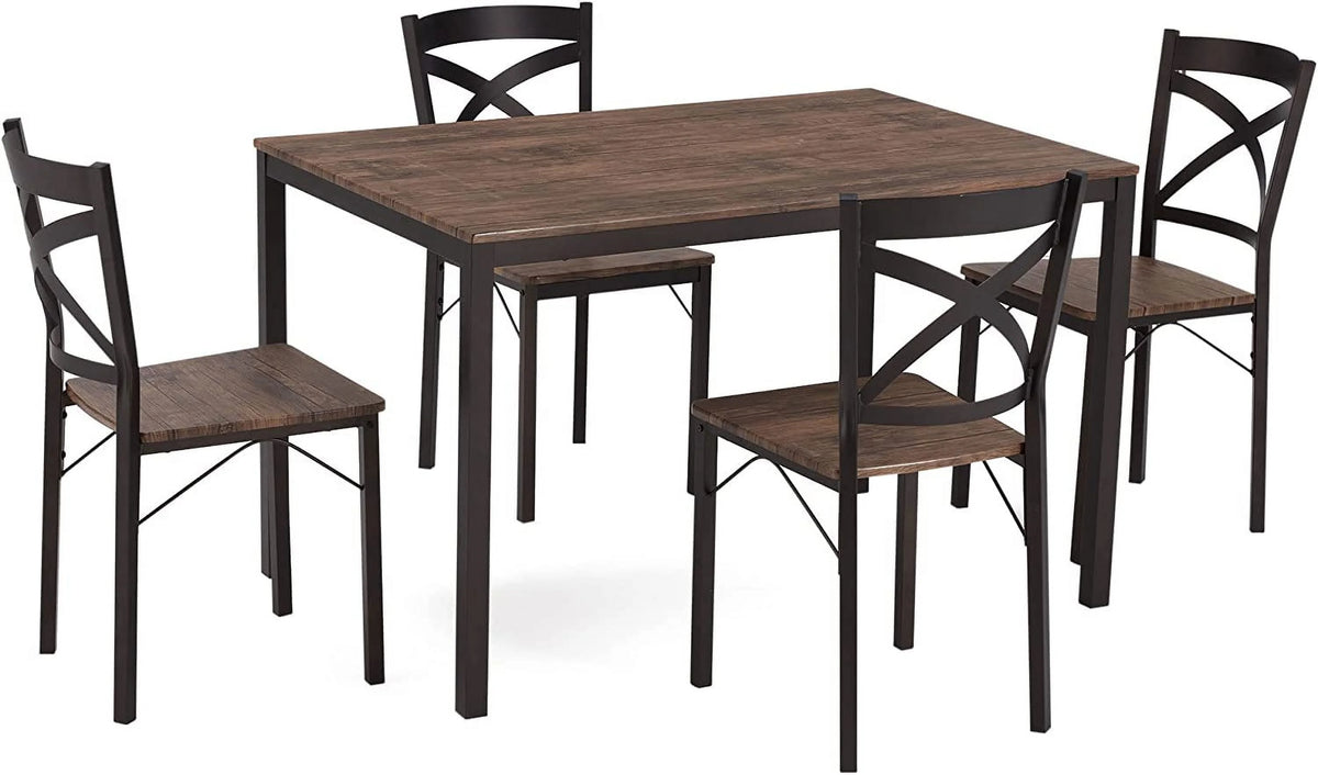 5 Piece Industrial Style Metal Frame Dining Table and Chairs Set P994401