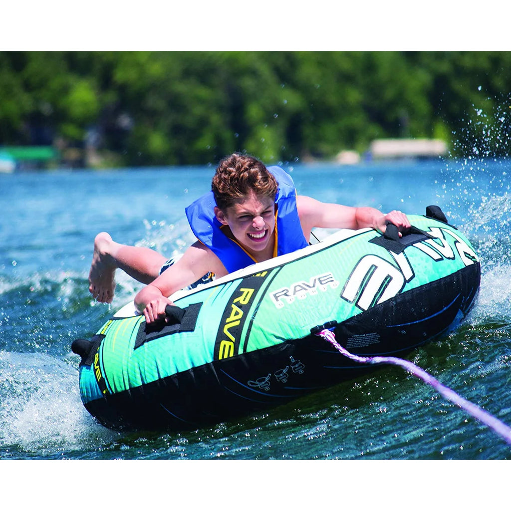 54 Inch 1 Rider Inflatable Towable Water Ski Tube with 4 Handles, Blue O6442