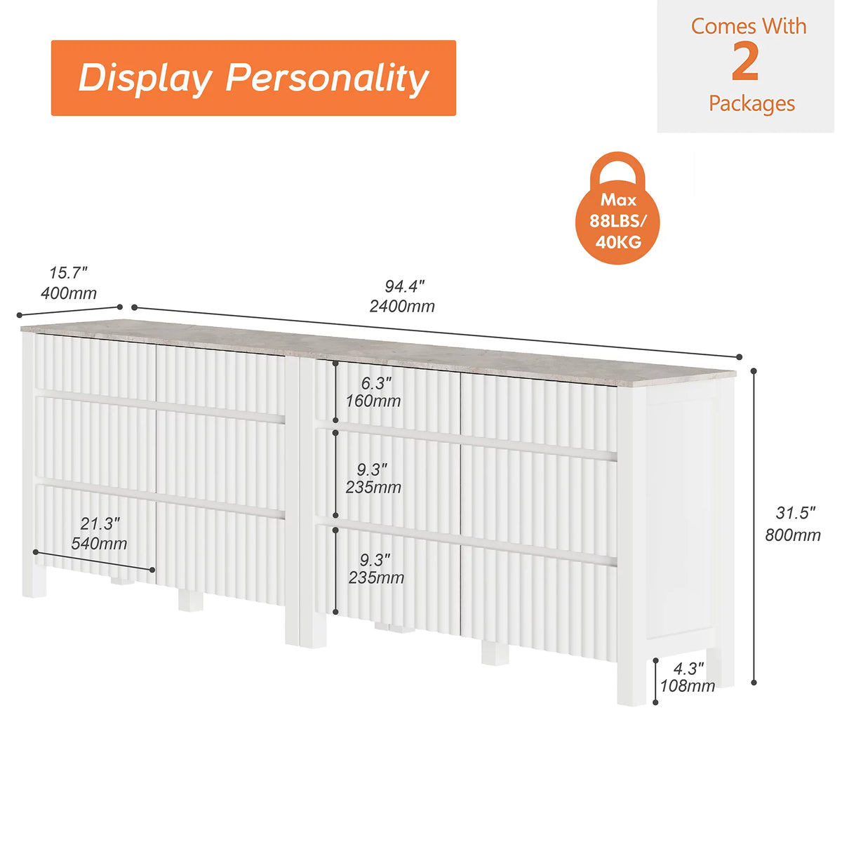 White 12 Drawer Wood Dresser C5975