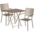28" Square Black Steel Folding Patio Table Set with 2 Chairs J2388
