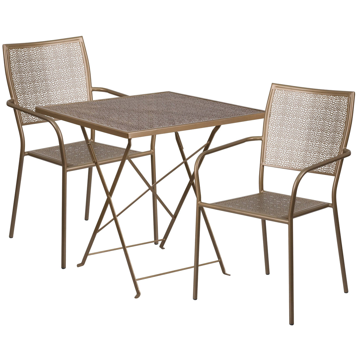 28" Square Black Steel Folding Patio Table Set with 2 Chairs J2388
