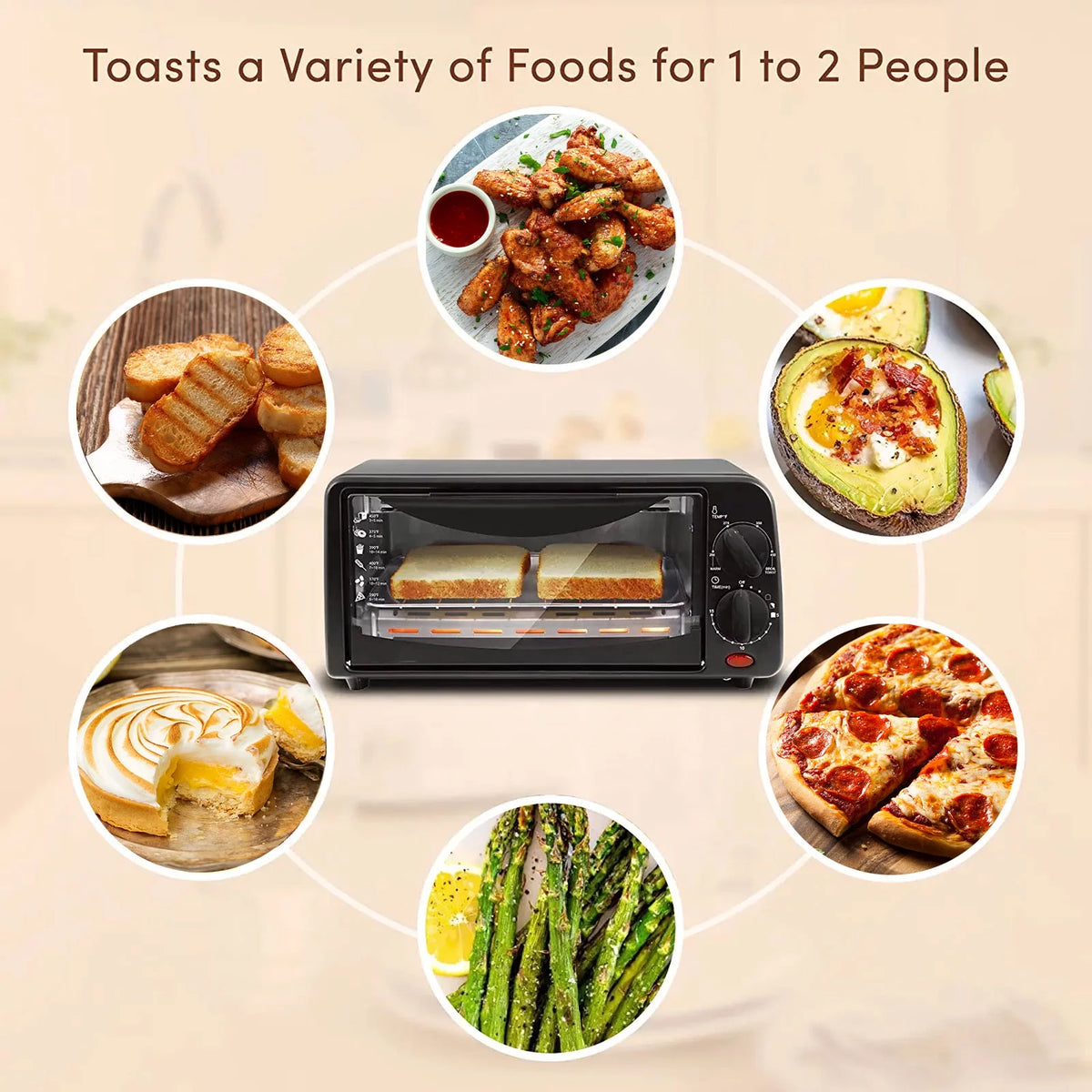 2 Slice Countertop Toaster Oven with 15 Minute Timer & Pan S841