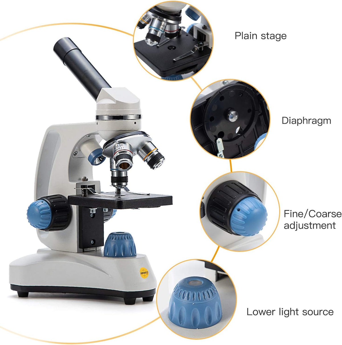 Compound Student Microscope 40X-1000X Monocular E107