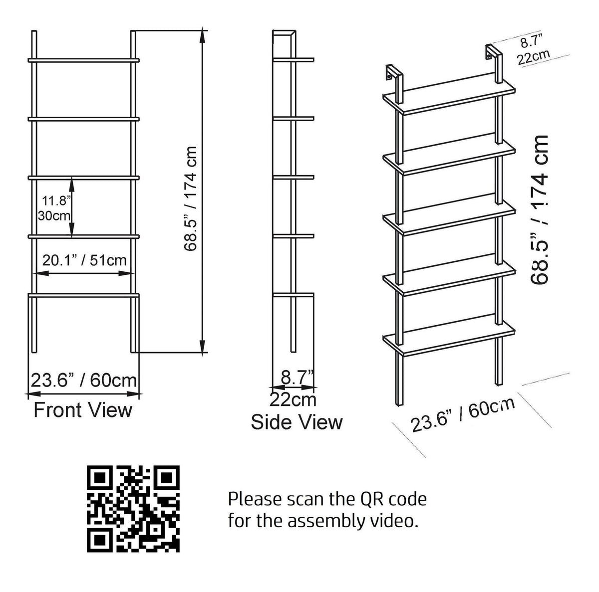 Tall Metal Wood Bookcase E536184