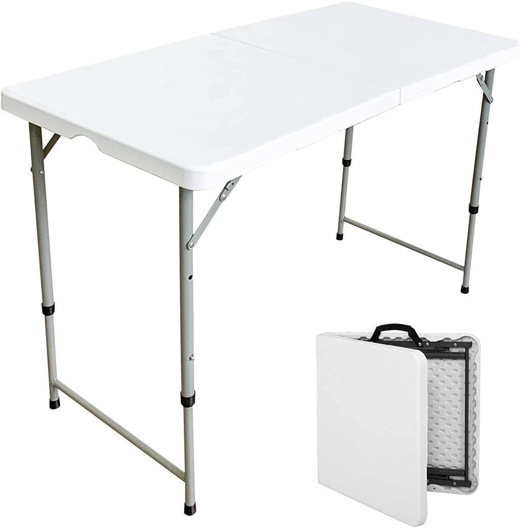 Folding Plastic Dining Table with Handle White 8ft A6765