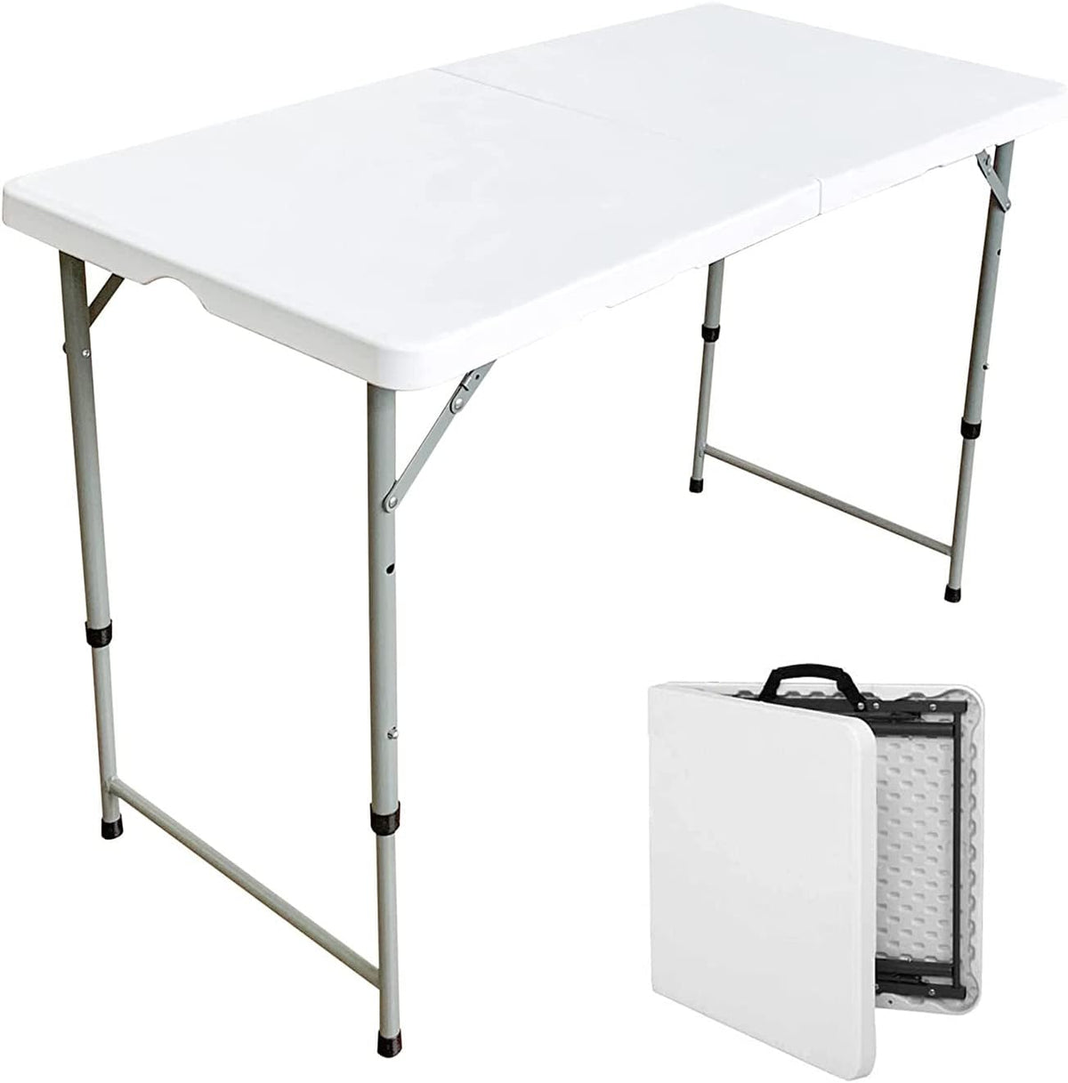 Folding Plastic Dining Table with Handle White 8ft A6765