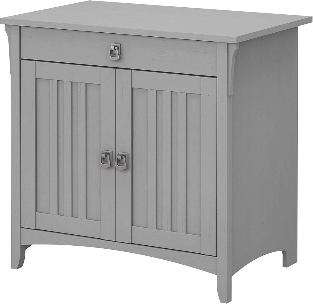 Gray Secretary Desk with Keyboard Tray and Storage Cabinet A399