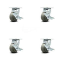 4x22 x 2x22 Thermoplastic Rubber Swivel Casters with Brakes Set of 4 R916229
