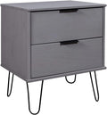 Gray Solid Pine Wood Bedside Cabinet Y21751