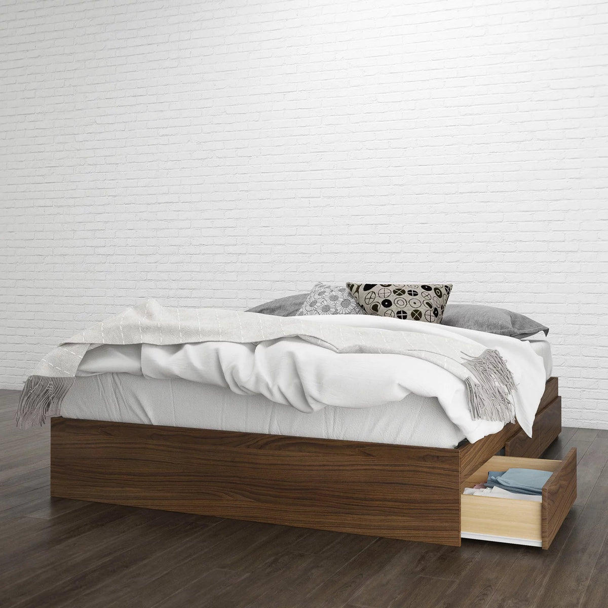 Twin Size Storage Wood Bed Frame with 3 Drawers G3753