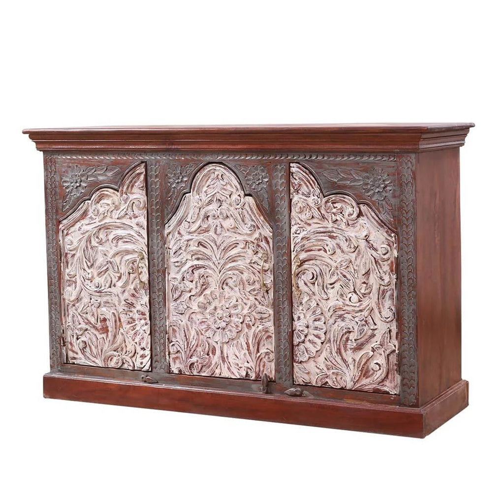 Handcrafted 2-Tone Mango Wood 3-door Sideboard Cabinet U7631