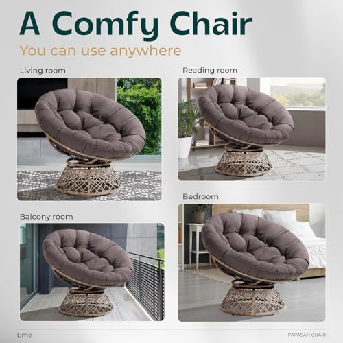 40" Ergonomic Wicker Papasan Chair with Swivel X90488