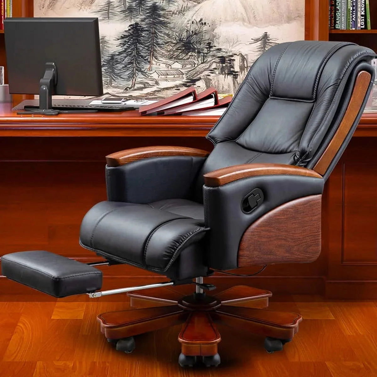 Swivel Ergonomic Leather Office Chair V9369