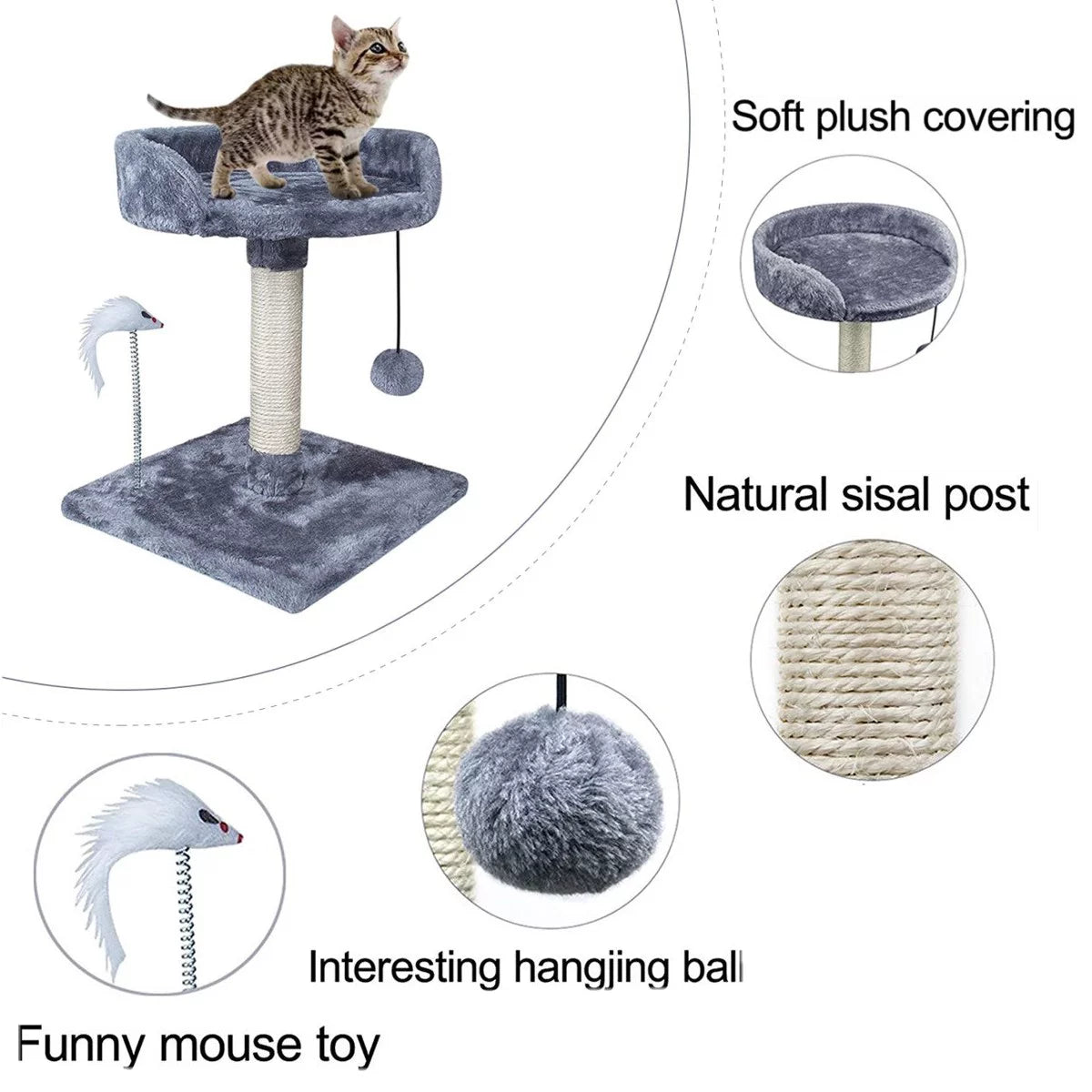 17" Cat Tree Climb Tower with Condo and Perches Gray U891084