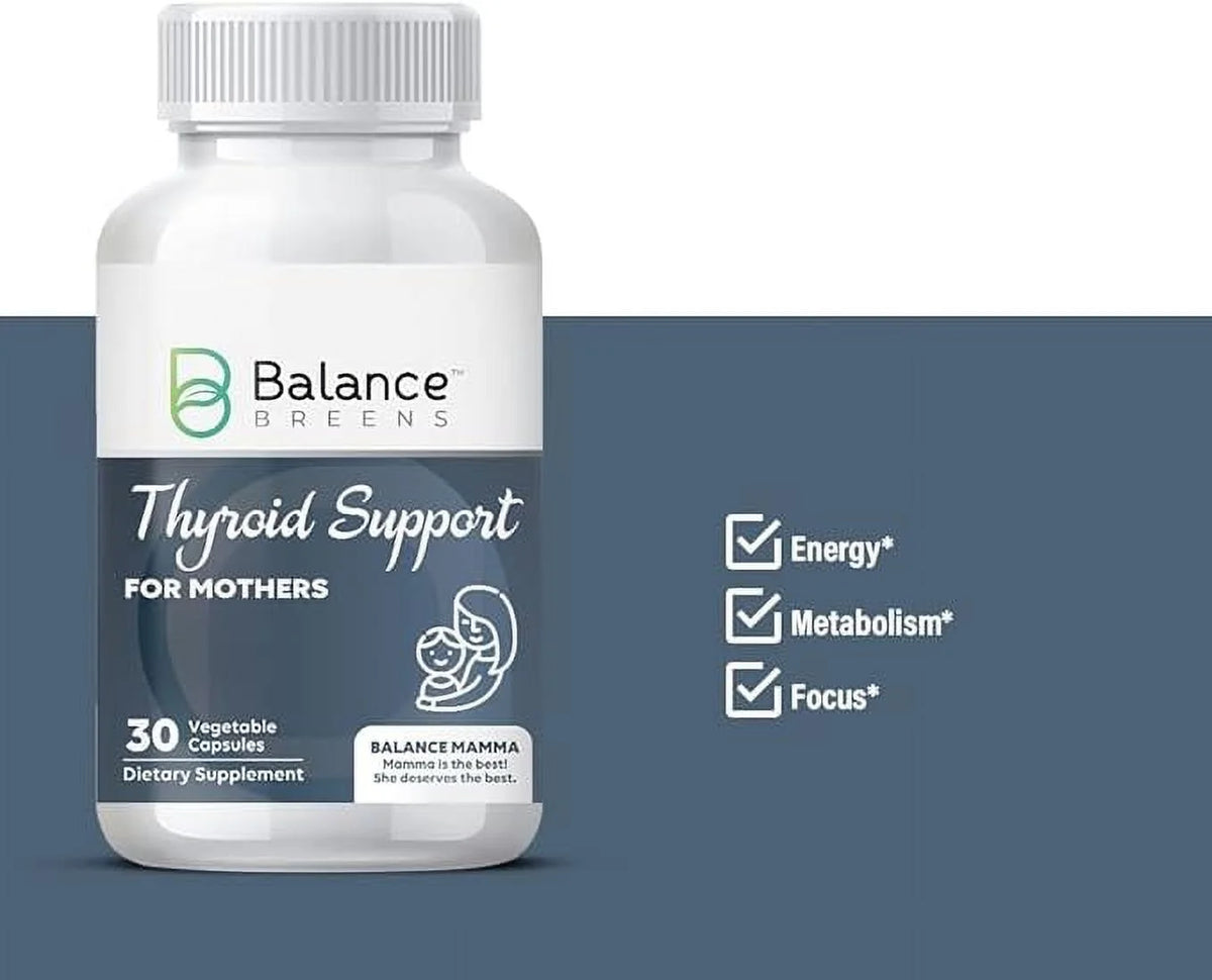 Thyroid Support Supplement with Iodine, L-Tyrosine, Vitamin B12, Selenium - 30 Vegetable Capsules U389