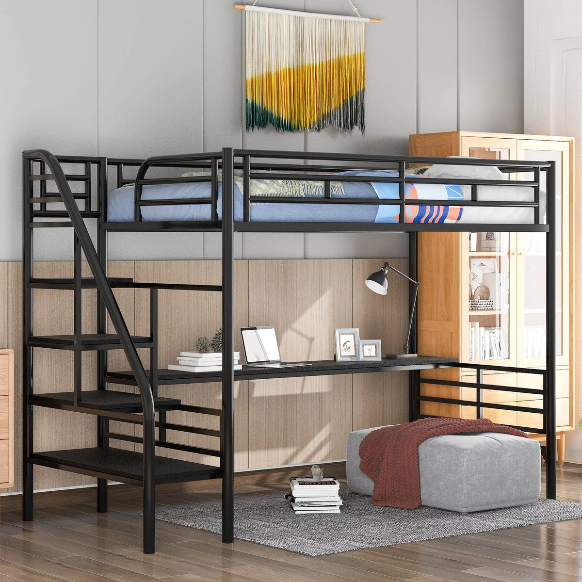 Twin Metal Loft Bed Frame L4967