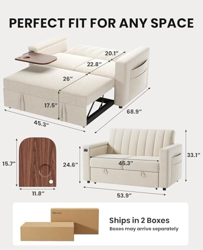 3-in-1 Convertible Sleeper Sofa with USB Charging and Side Pockets S24463