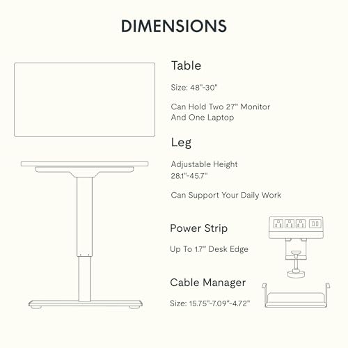 Black Electric Standing Desk with Clamp Power Strip L3736