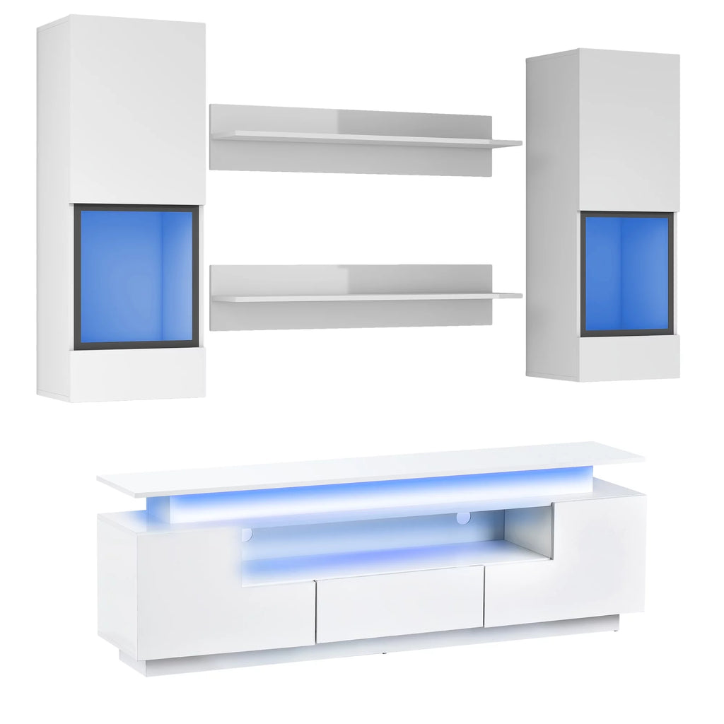 White High Gloss Wall Mounted TV Stand Set F32738