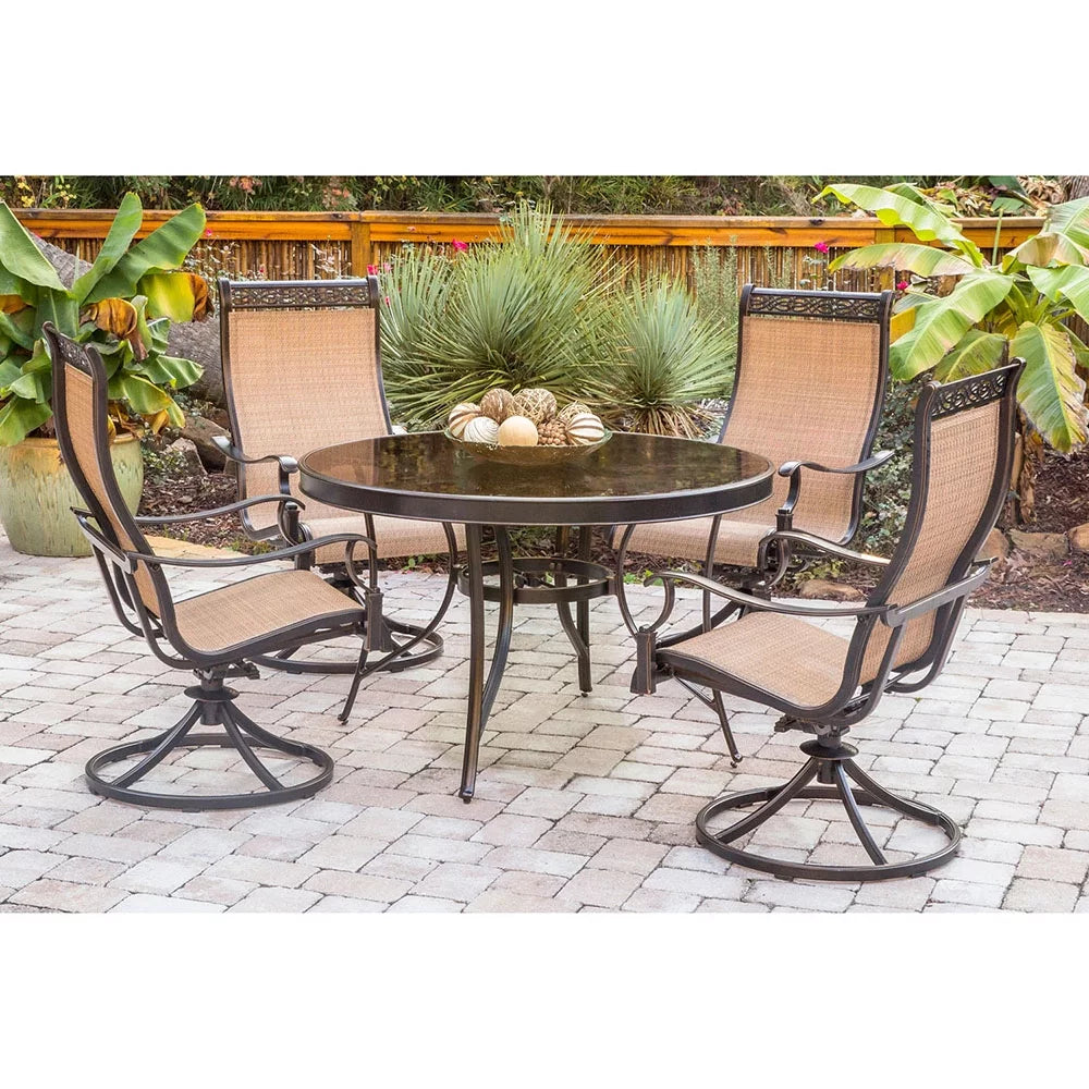 5-Piece Aluminum Outdoor Patio Dining Set with Swivel Rockers and Table P8577