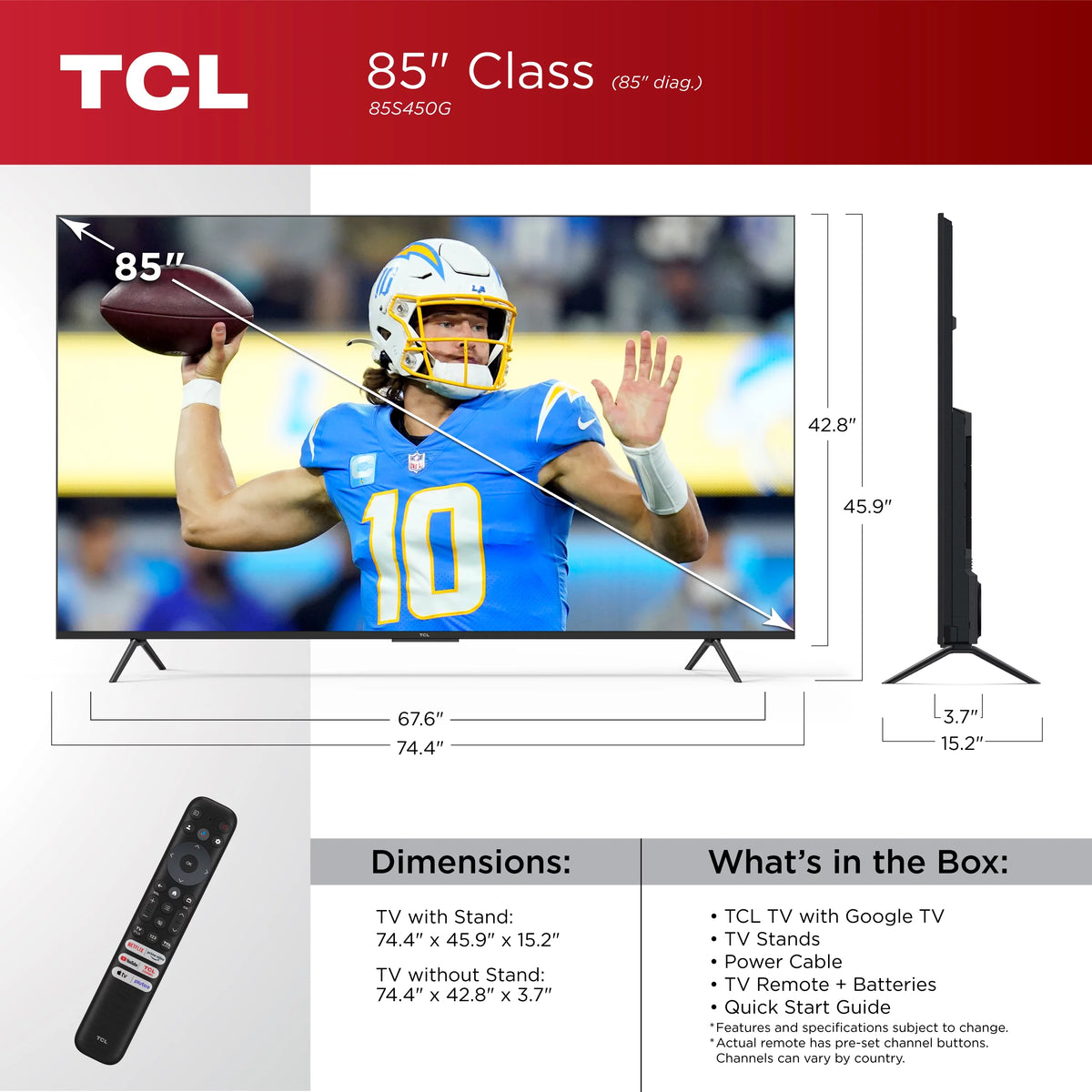 85" 4K UHD HDR LED Smart TV with Google TV C69306
