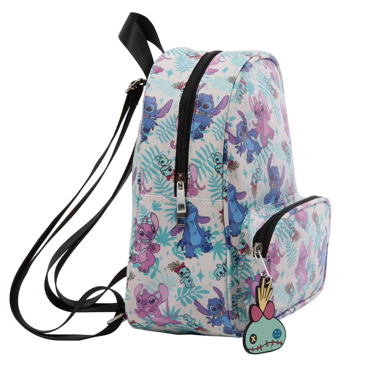 Mini Backpack with Allover Print & Molded Dangle, 10.5 Inches, Adjustable Straps, Faux Leather Y50243