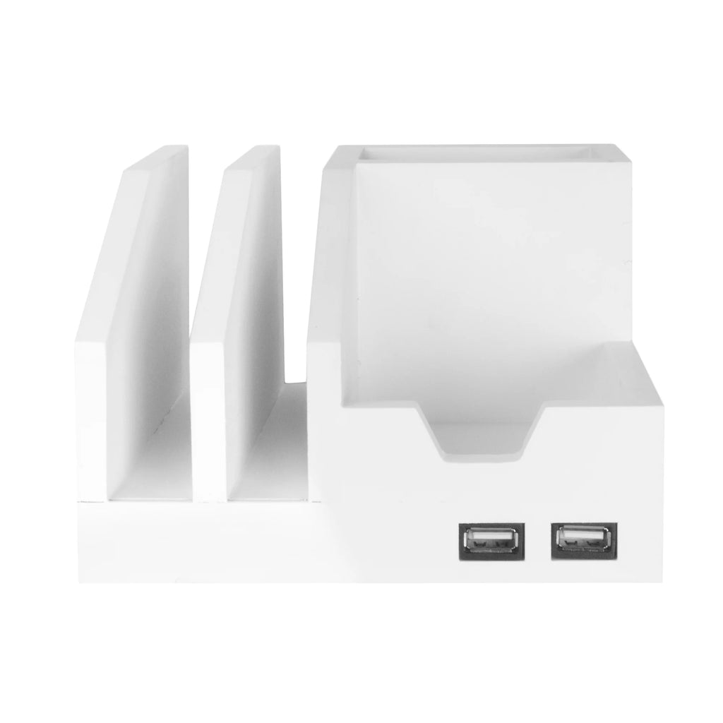 White USB Desk Organizer Storage Rack B8633