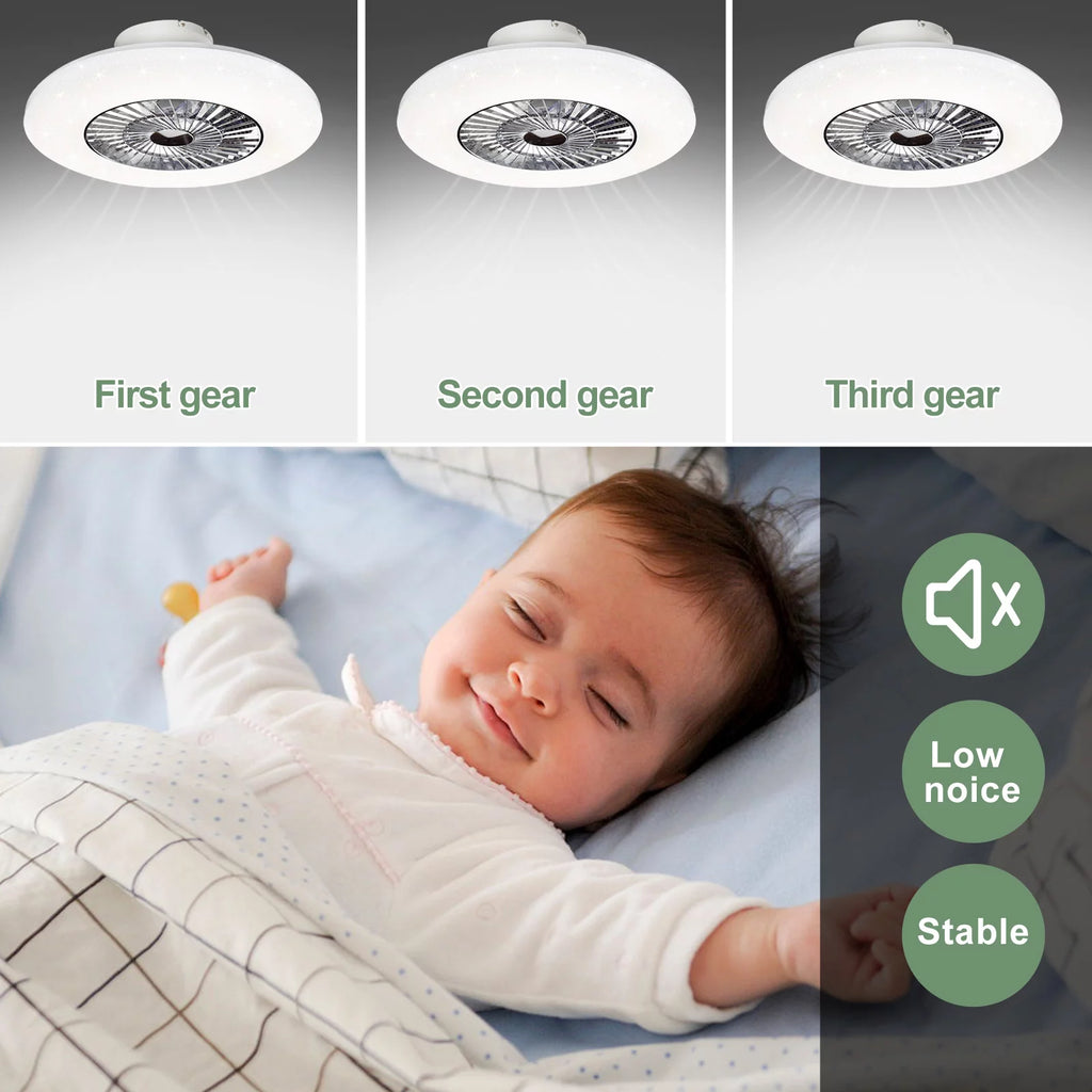 White Flush Mount Ceiling Fan with Light and Remote L34784