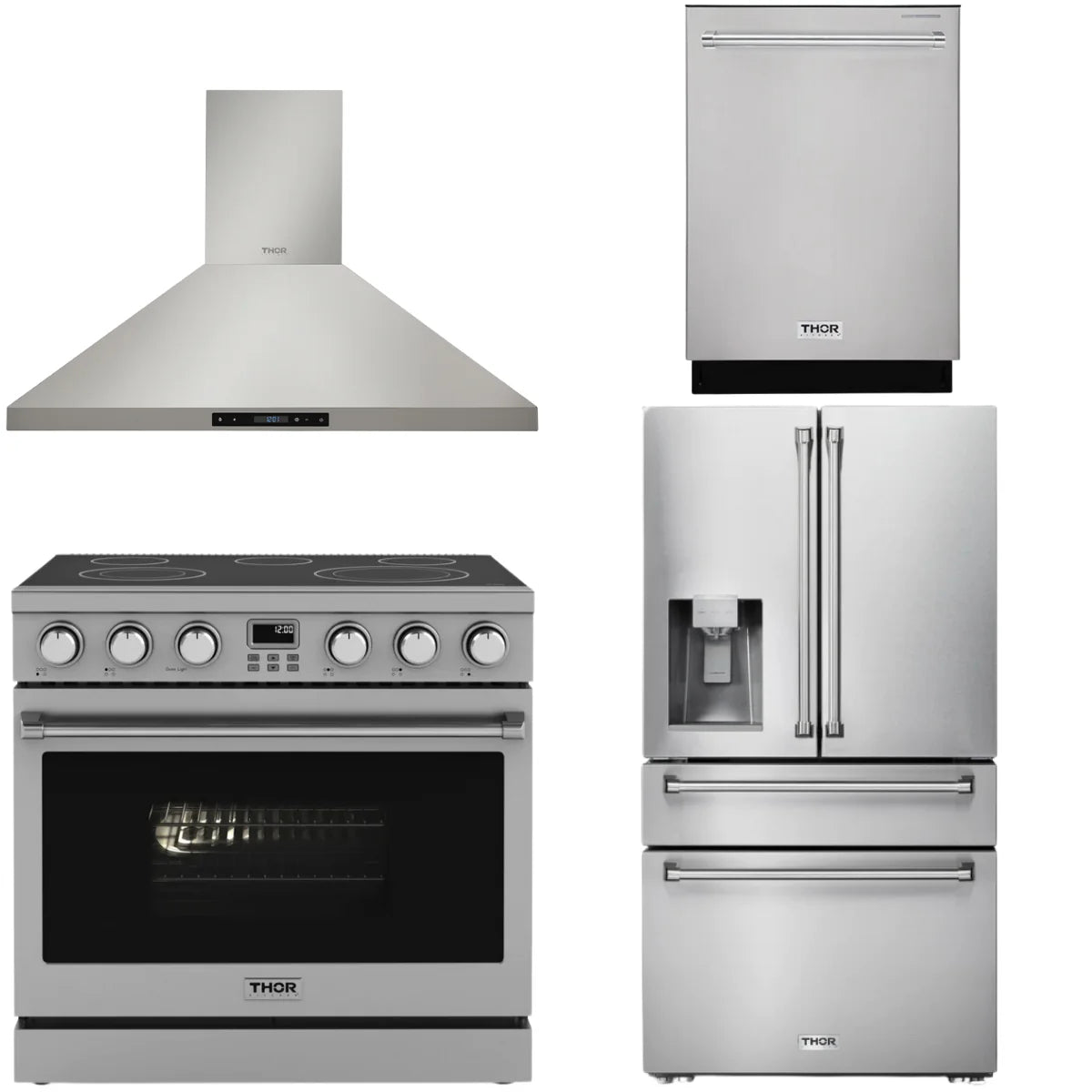 36 Electric Range, Range Hood, Refrigerator and Dishwasher Q73901