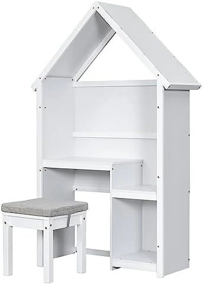 Children Desk and Chair Set White Wood Writing Table O35742