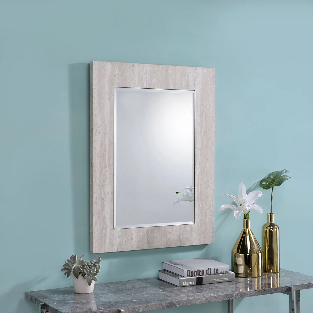 White 31-inch Wood Wall-Mounted Mirror A25805