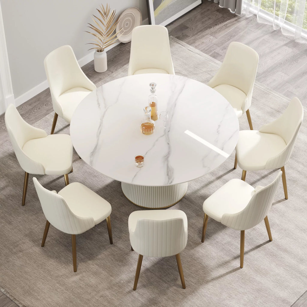 White Artificial Stone Round Dining Table U65853