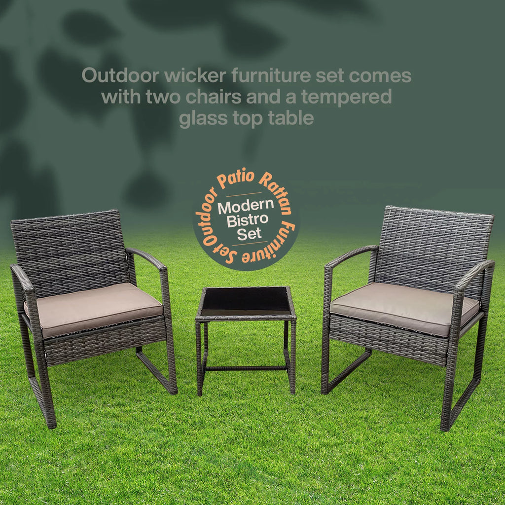 3-Piece Rattan Outdoor Coffee Table Set W4074