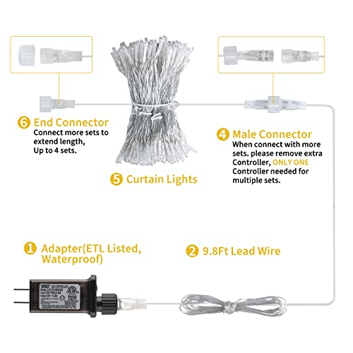 300 LED Curtain String Lights with Remote G198557