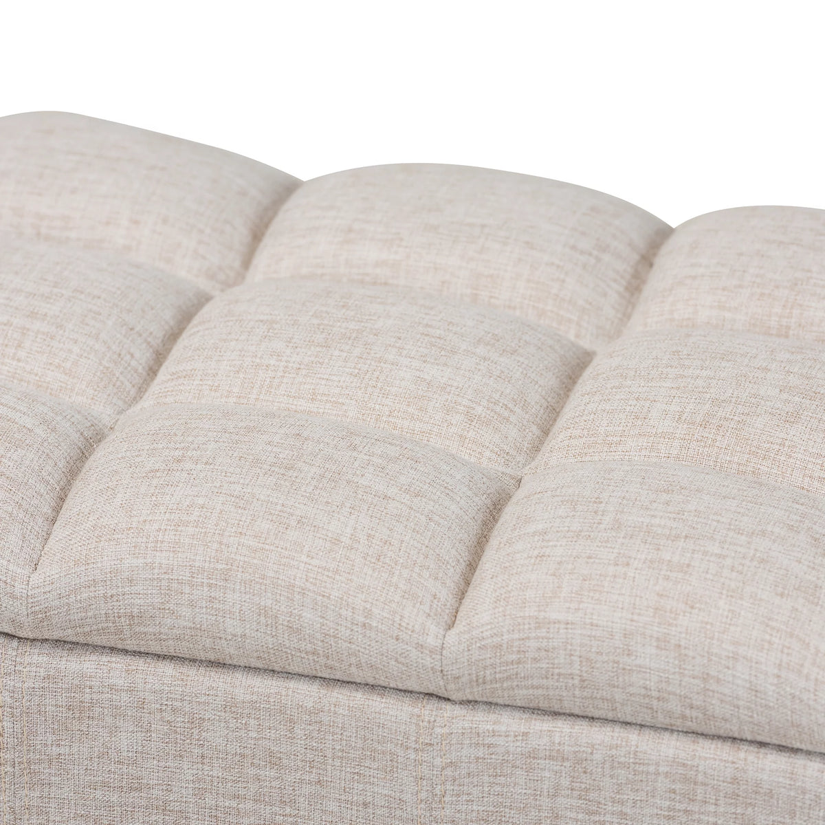 Beige Fabric Upholstered Wood Storage Bench Ottoman O87498