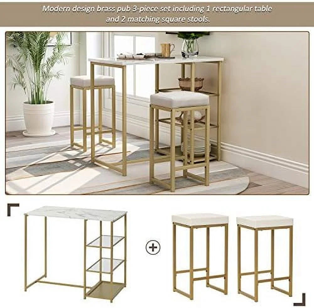 3 Piece Pub Table Set with 2 Chairs M46002