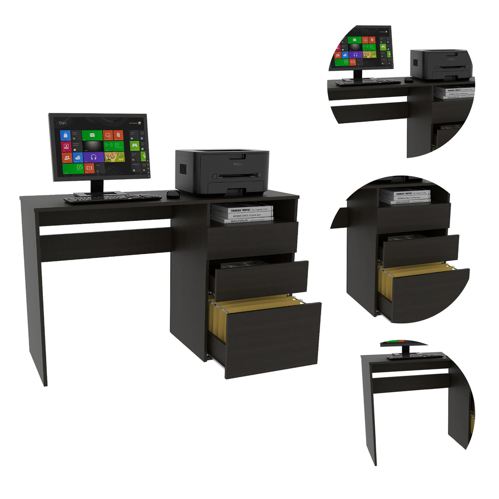 Black Three Drawer Computer Desk Z351