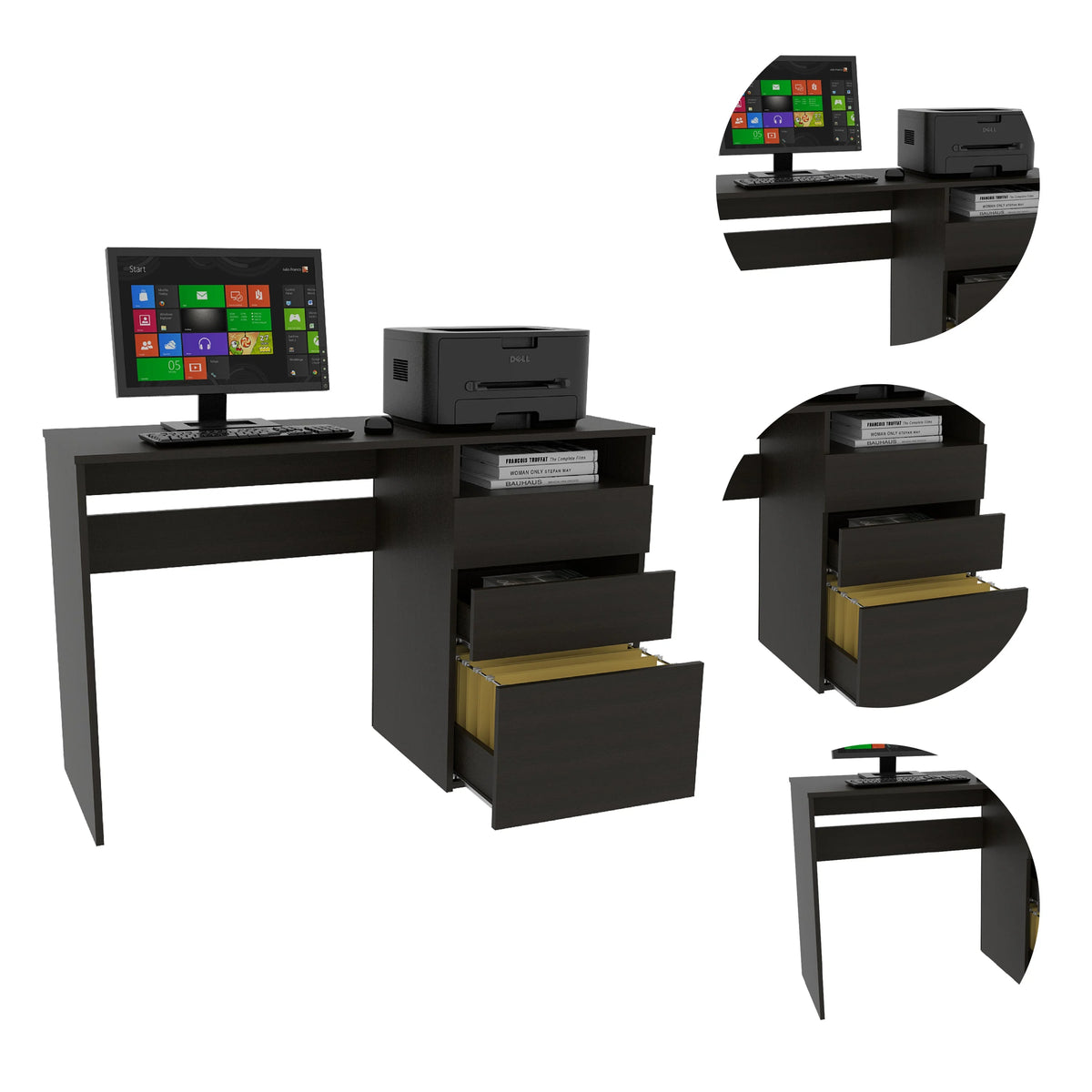 Black Three Drawer Computer Desk Z351