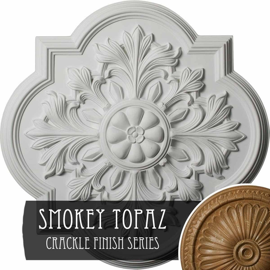 Hand-Painted Smokey Topaz Crackle Ceiling Medallion S1680