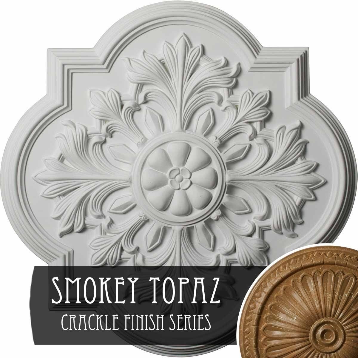 Hand-Painted Smokey Topaz Crackle Ceiling Medallion S1680