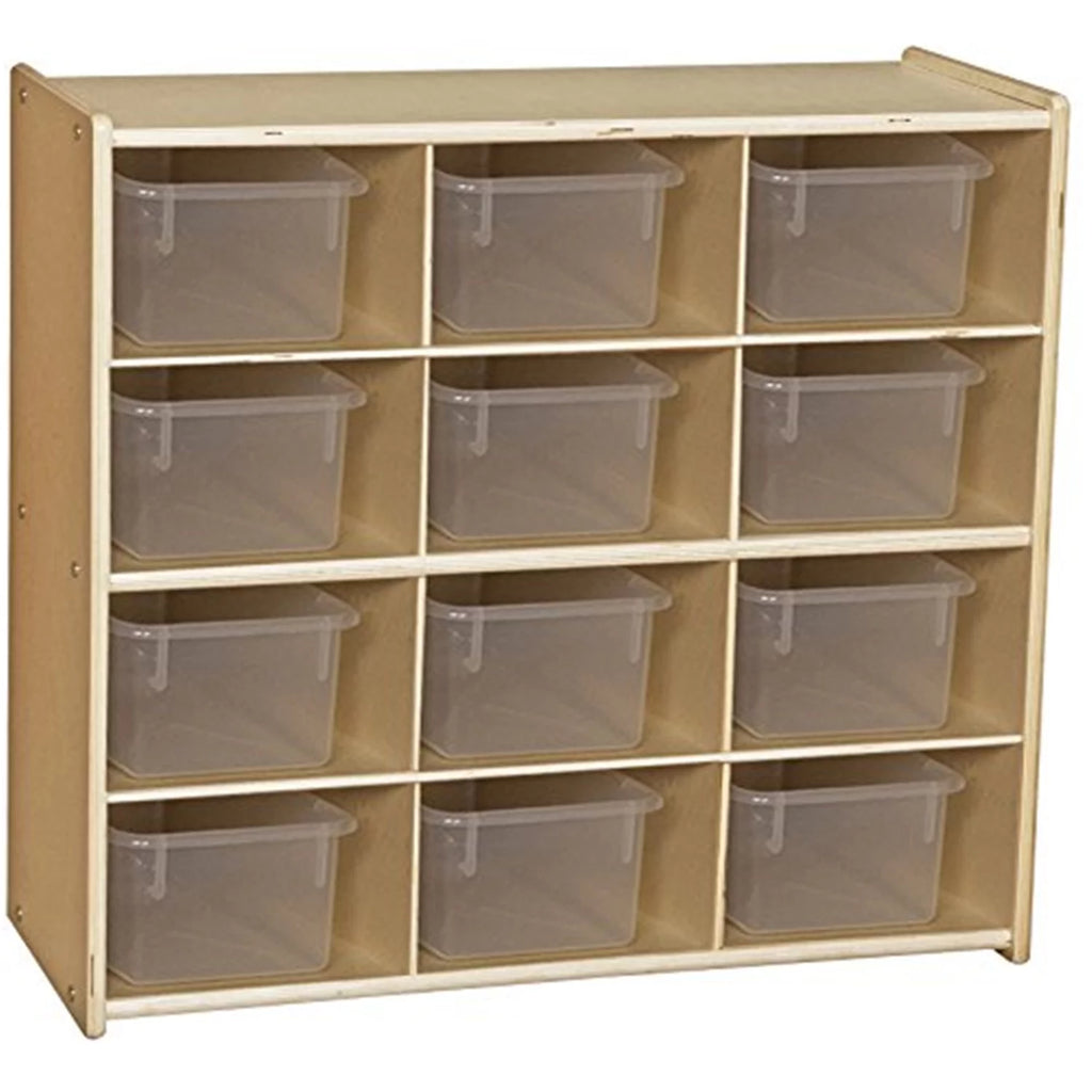 Baltic Birch 12-Cubby Storage Unit with Clear Tubs R13866